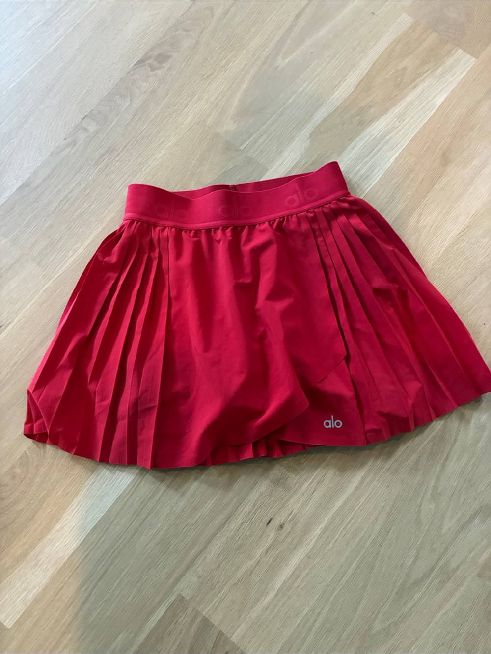 ALO Yoga Red Pleated Skater Skirt